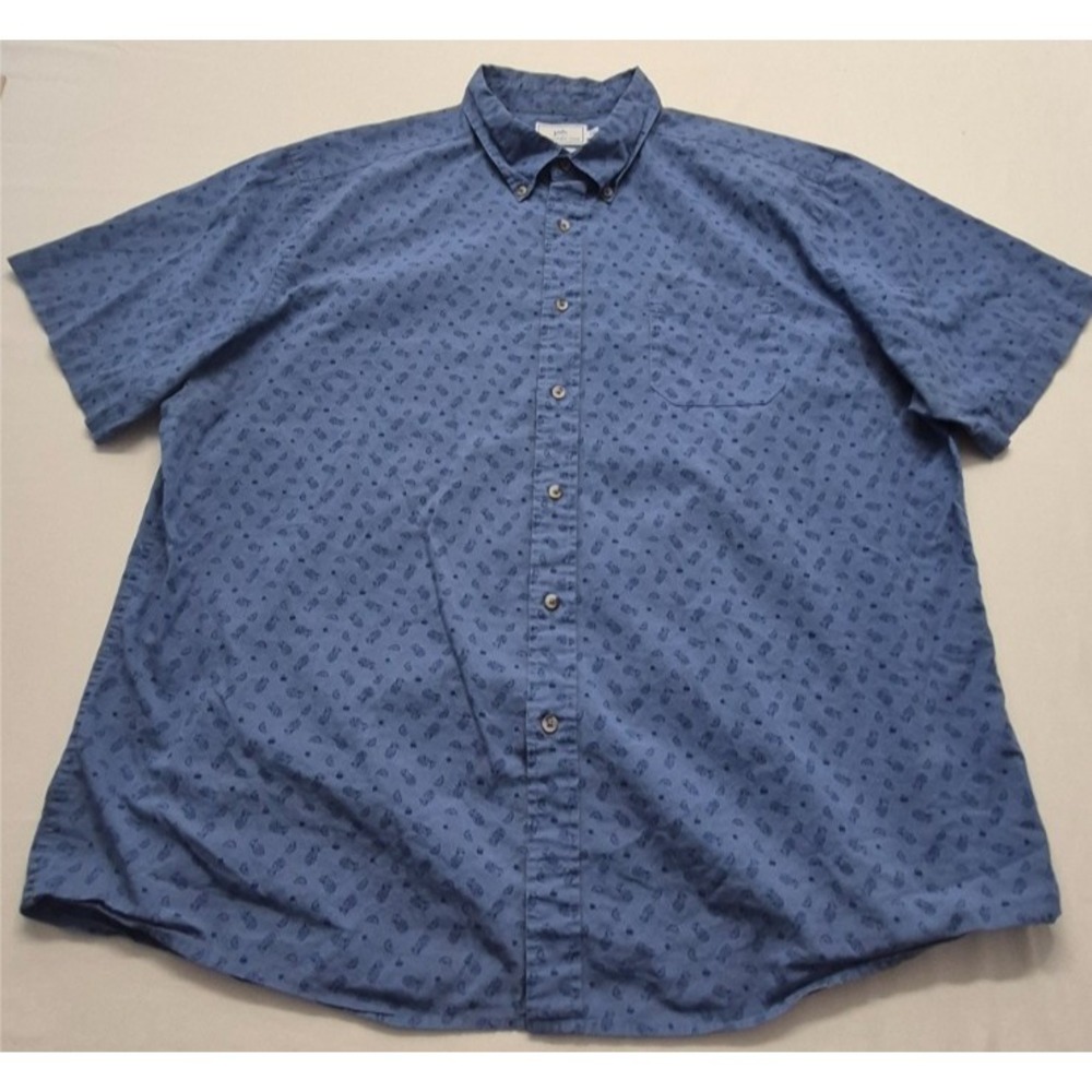 Southern Tide men's blue tropical print short sleeve button up shirt 2XL Cotton